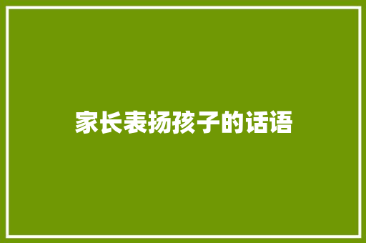 家长表扬孩子的话语