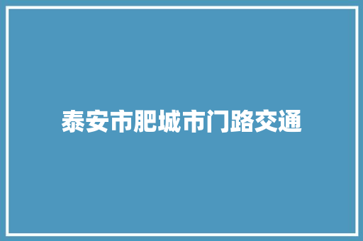 泰安市肥城市门路交通