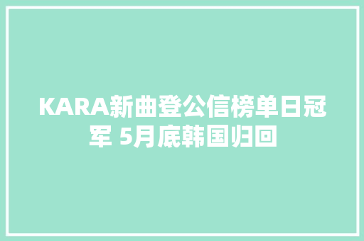 KARA新曲登公信榜单日冠军 5月底韩国归回