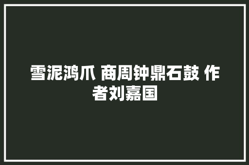 雪泥鸿爪 商周钟鼎石鼓 作者刘嘉国