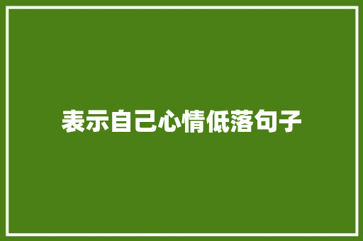 表示自己心情低落句子