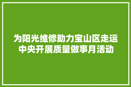 为阳光维修助力宝山区走运中央开展质量做事月活动