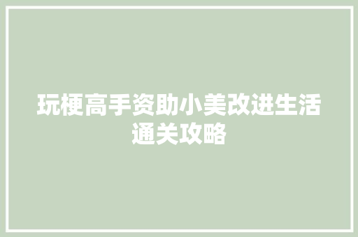 玩梗高手资助小美改进生活通关攻略