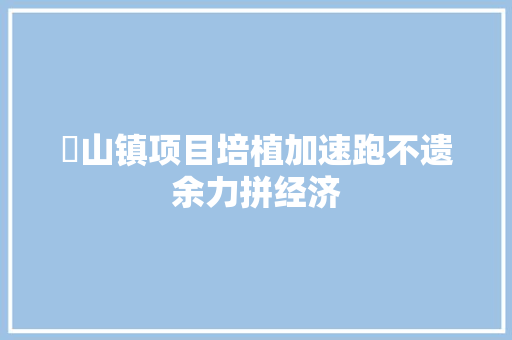 郚山镇项目培植加速跑不遗余力拼经济