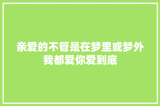 亲爱的不管是在梦里或梦外我都爱你爱到底