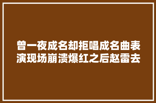 曾一夜成名却拒唱成名曲表演现场崩溃爆红之后赵雷去哪了