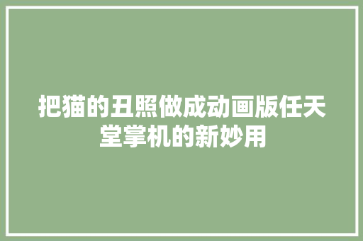 把猫的丑照做成动画版任天堂掌机的新妙用