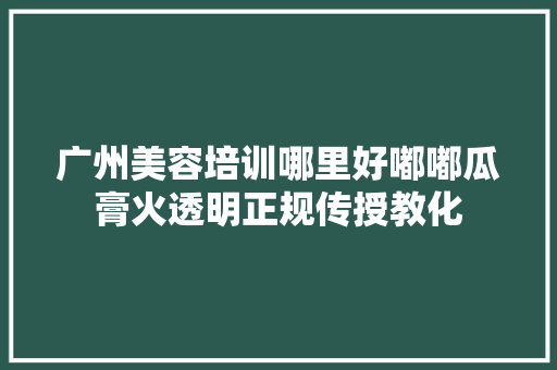 广州美容培训哪里好嘟嘟瓜膏火透明正规传授教化