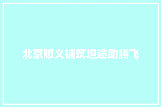 北京顺义铺筑坦途助腾飞