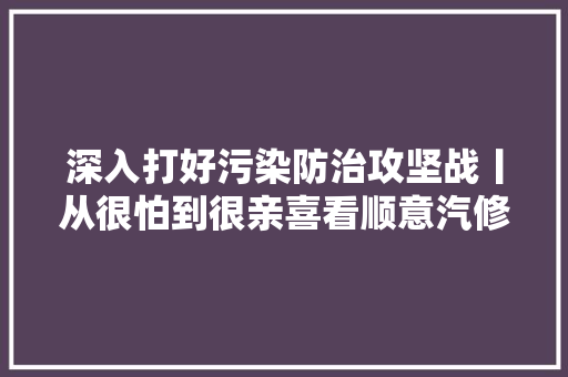 深入打好污染防治攻坚战丨从很怕到很亲喜看顺意汽修厂治污之变