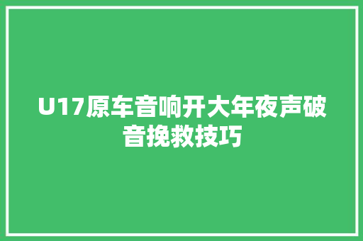 U17原车音响开大年夜声破音挽救技巧