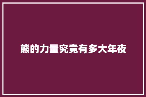 熊的力量究竟有多大年夜