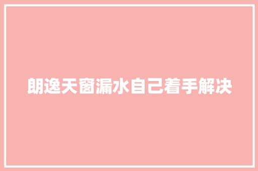 朗逸天窗漏水自己着手解决