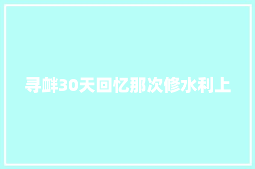 寻衅30天回忆那次修水利上