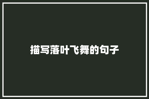 描写落叶飞舞的句子