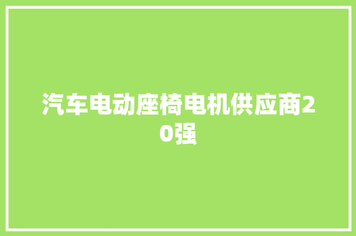 汽车电动座椅电机供应商20强