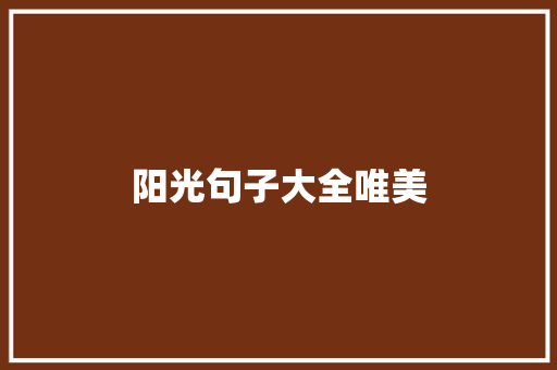 阳光句子大全唯美