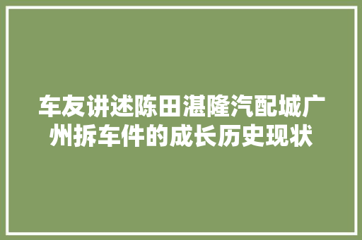 车友讲述陈田湛隆汽配城广州拆车件的成长历史现状