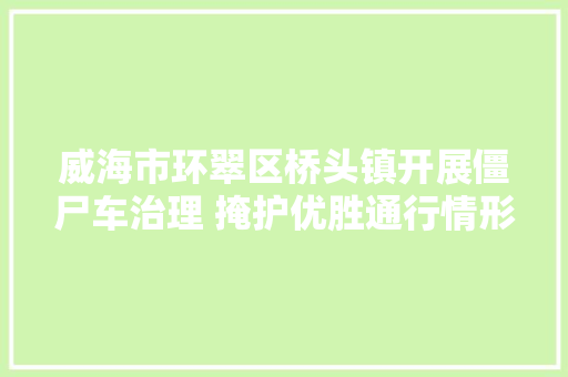 威海市环翠区桥头镇开展僵尸车治理 掩护优胜通行情形