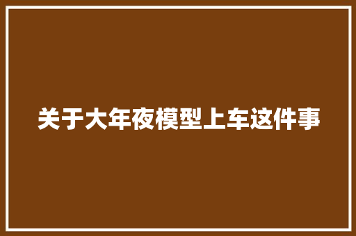 关于大年夜模型上车这件事