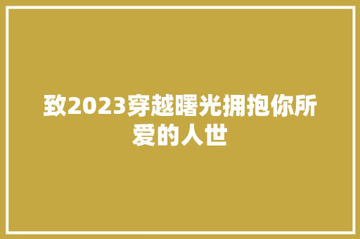 致2023穿越曙光拥抱你所爱的人世