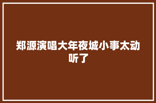 郑源演唱大年夜城小事太动听了