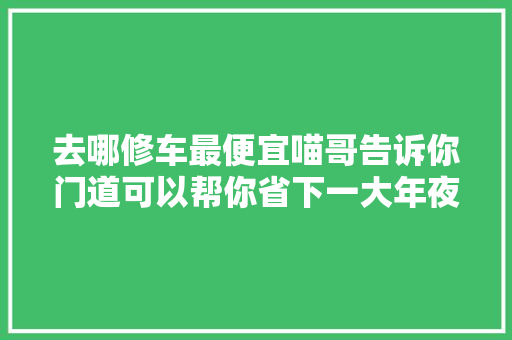 去哪修车最便宜喵哥告诉你门道可以帮你省下一大年夜笔