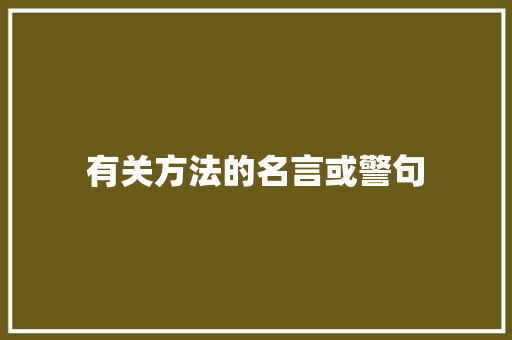 有关方法的名言或警句