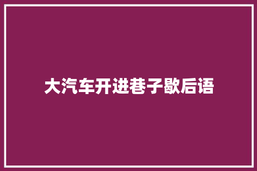 大汽车开进巷子歇后语