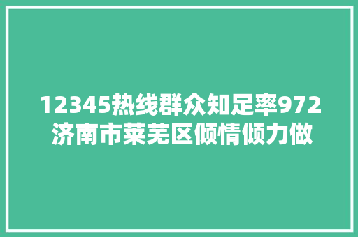 12345热线群众知足率972 济南市莱芜区倾情倾力做好送上门来的群众工作