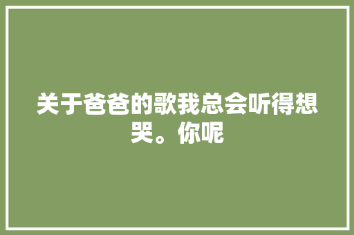 关于爸爸的歌我总会听得想哭。你呢