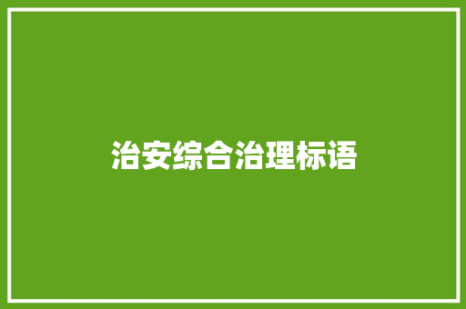 治安综合治理标语