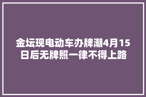 金坛现电动车办牌潮4月15日后无牌照一律不得上路