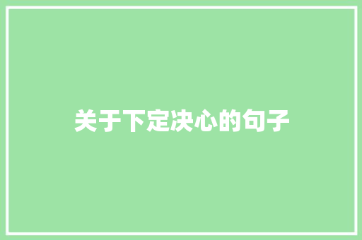 关于下定决心的句子