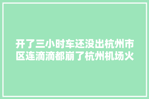 开了三小时车还没出杭州市区连滴滴都崩了杭州机场火车站到处都是人人人