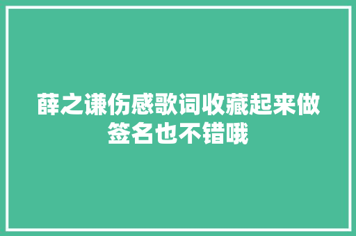薛之谦伤感歌词收藏起来做签名也不错哦