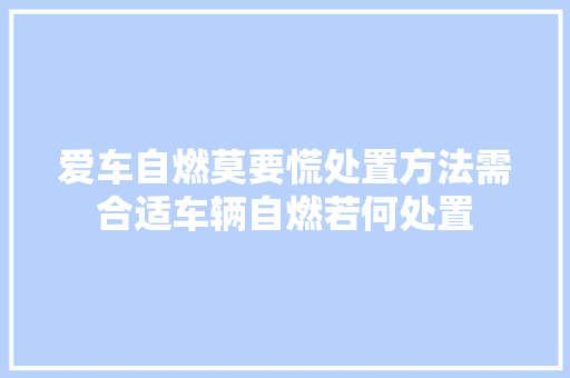 爱车自燃莫要慌处置方法需合适车辆自燃若何处置