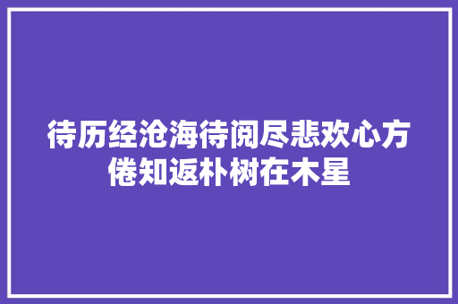 待历经沧海待阅尽悲欢心方倦知返朴树在木星
