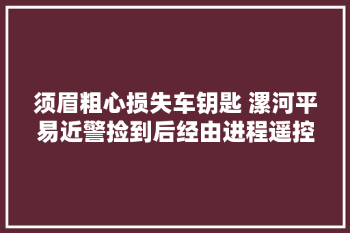 须眉粗心损失车钥匙 漯河平易近警捡到后经由进程遥控找车主