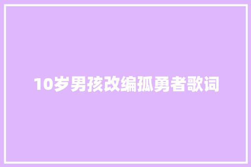 10岁男孩改编孤勇者歌词