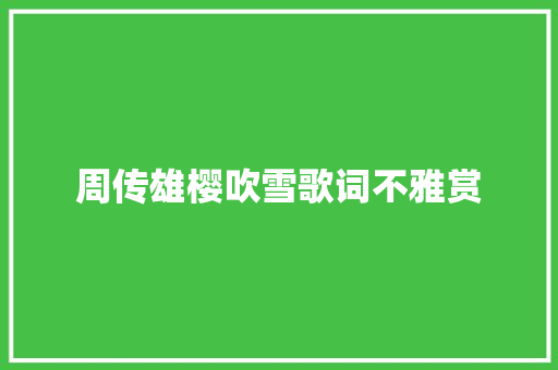 周传雄樱吹雪歌词不雅赏