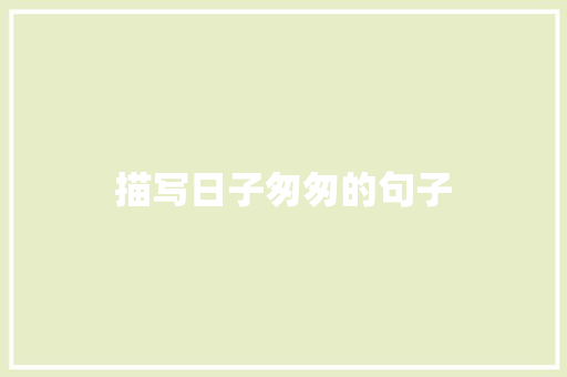 描写日子匆匆的句子