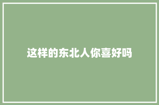 这样的东北人你喜好吗