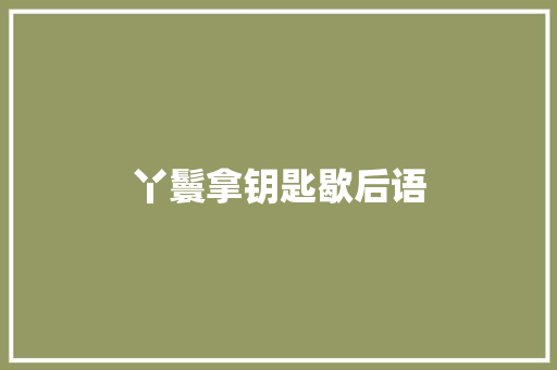 丫鬟拿钥匙歇后语