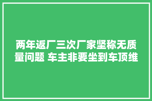 两年返厂三次厂家坚称无质量问题 车主非要坐到车顶维权才行