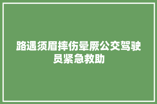 路遇须眉摔伤晕厥公交驾驶员紧急救助