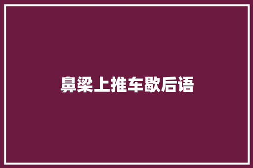鼻梁上推车歇后语
