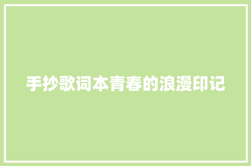 手抄歌词本青春的浪漫印记