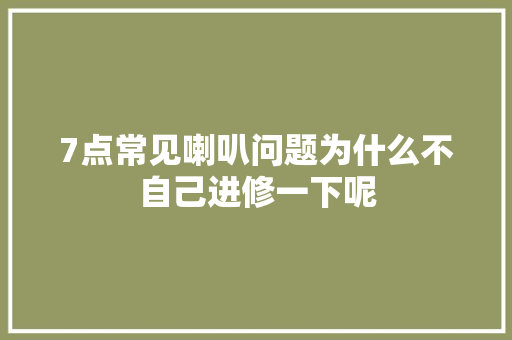 7点常见喇叭问题为什么不自己进修一下呢
