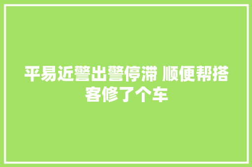 平易近警出警停滞 顺便帮搭客修了个车